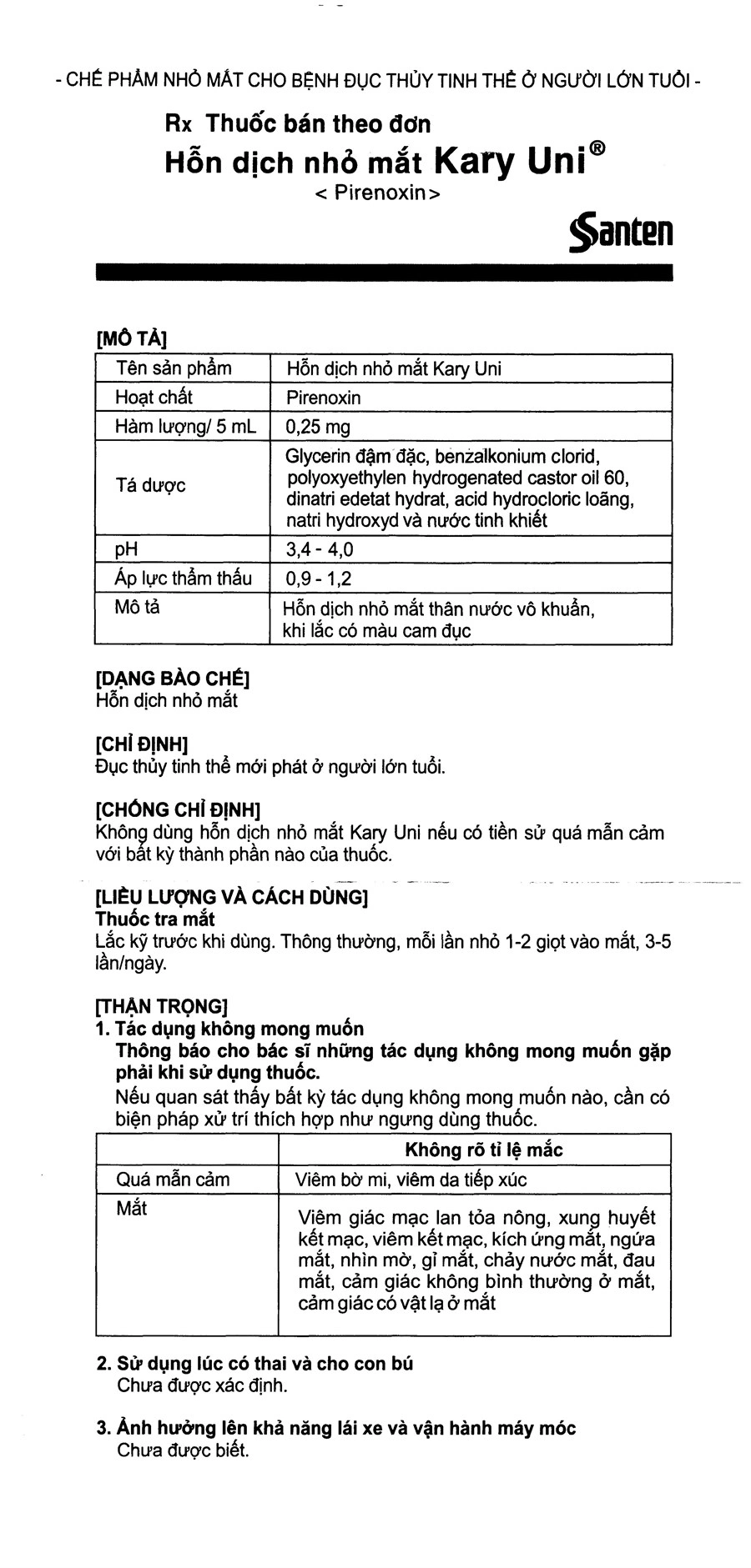 Hỗn dịch nhỏ mắt Kary Uni 0.005% trị đục thủy tinh thể chai 5ml - 7